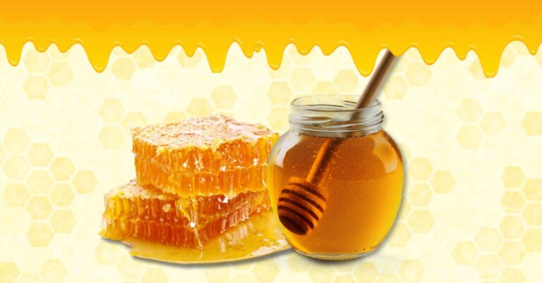 raw unfiltered honey vs. organic, honey in jar next to honeycomb