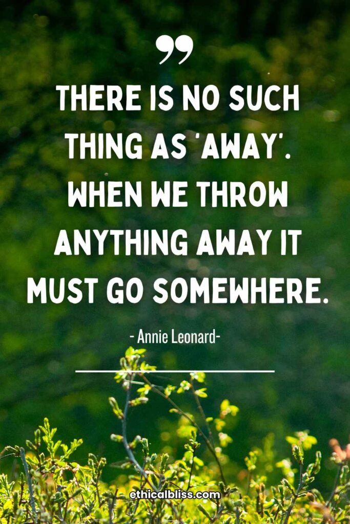 sustainability quote that says there is no such thing as away. when we throw anything away it must go somewhere.