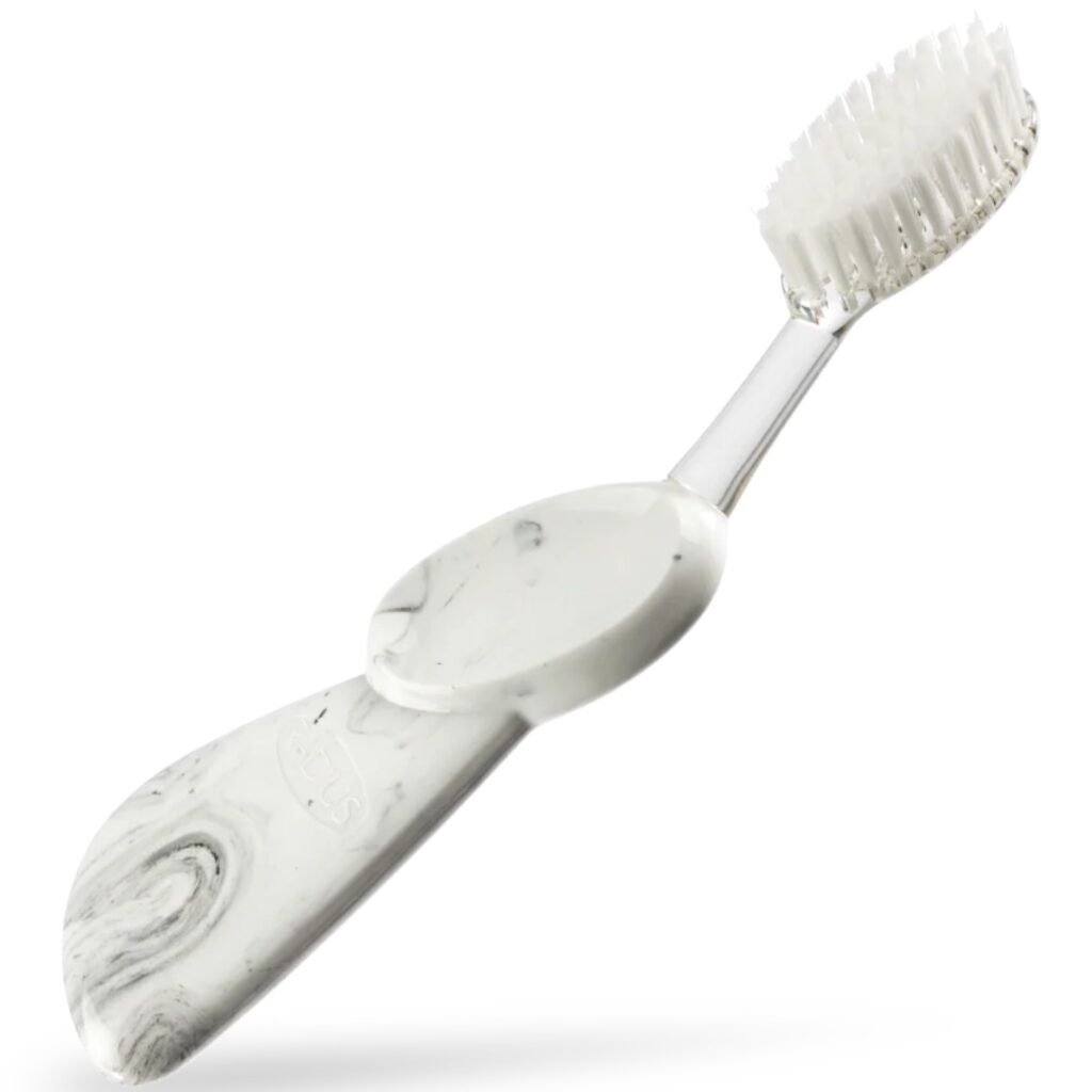 eco-friendly manual toothbrush with removable head in white